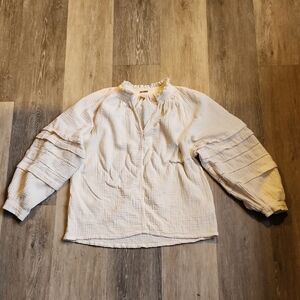 Magaschoni White Blouse with Textured Sleeves